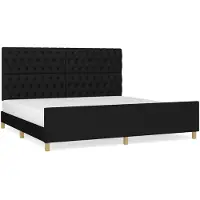 vidaXL Cadre de lit avec tête de lit noir 200x200 cm Tissu