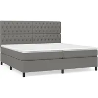 vidaXL Lit boxspring avec matelas gris foncé 200x200 cm Tissu