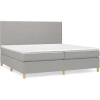 vidaXL Lit boxspring avec matelas gris clair 200x200 cm Tissu