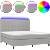 vidaXL Lit boxspring avec matelas & LED gris clair 180x200 cm Tissu