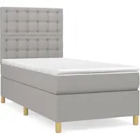 vidaXL Lit boxspring avec matelas gris clair 80x200 cm Tissu