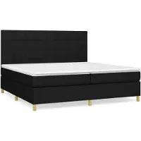 vidaXL Lit boxspring avec matelas noir 200x200 cm tissu