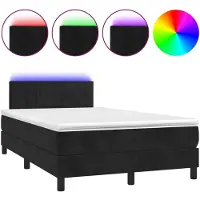 vidaXL Lit boxspring avec matelas & LED noir 120x200 cm velours