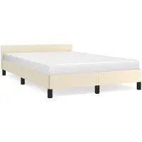 vidaXL Cadre de lit avec tête de lit sans matelas Crème 120x200 cm