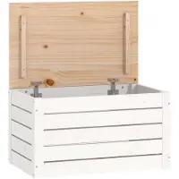 vidaXL Coffre blanc 59,5x36,5x33 cm pin massif