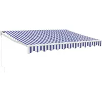 vidaXL Auvent rétractable Bleu et blanc 3,5x2,5 m Tissu et aluminium