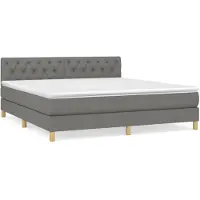 vidaXL Lit boxspring avec matelas gris foncé 160x200 cm Tissu