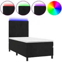 vidaXL Lit boxspring avec matelas & LED noir 80x200 cm velours