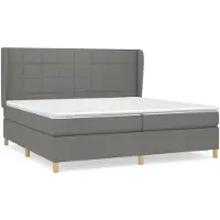 vidaXL Lit boxspring avec matelas gris foncé 200x200 cm Tissu