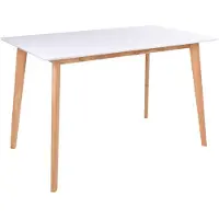 Ebuy24 Voos Table de salle à manger 70 x 120 cm, en blanc et teinte naturelle.