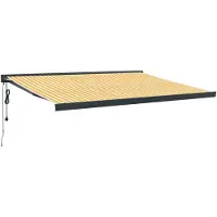 vidaXL Marquise rétractable jaune et blanc 4x3 m Tissu et aluminium