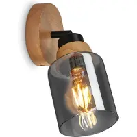 Briloner Applique murale orientable E27 110x110x115mm carrée IP20 lumière blanche chaude verre fumé bois noir lampe murale chambre salon couloir