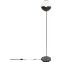 QAZQA Lampadaire rétro noir avec verre clair - Eclipse