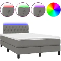 vidaXL Lit boxspring avec matelas & LED gris foncé 120x200 cm Tissu