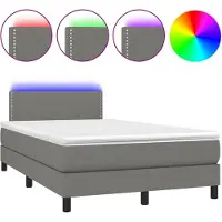 vidaXL Lit boxspring avec matelas & LED gris foncé 120x200 cm Tissu