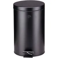 Dirt Devil Poubelle à pédale 12 litres - Poubelle de salle de bain - Acier inoxydable - Noir