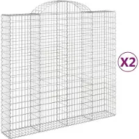 vidaXL Gabions avec arc surélevé 2 pcs. 200x50x180/200cm Fer galvanisé