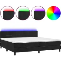 vidaXL Lit boxspring avec matelas & LED noir 200x200 cm velours