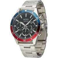 HUGO BOSS Montre à affichage analogique 'TROPER' bleu / rouge / noir / argent