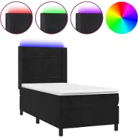 vidaXL Lit boxspring avec matelas & LED noir 100x200 cm velours