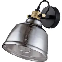 Maytoni Applique murale, métal noir, verre fumé, douille E27