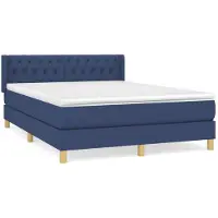 vidaXL Lit boxspring avec matelas bleu 140x190 cm Tissu