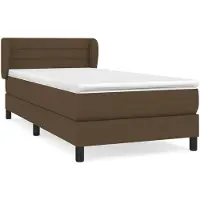 vidaXL Lit boxspring avec matelas brun foncé 100x200 cm Tissu