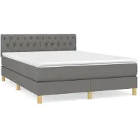 vidaXL Lit boxspring avec matelas gris foncé 140x200 cm Tissu