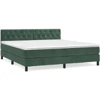 vidaXL Lit boxspring avec matelas vert foncé 160x200 cm velours