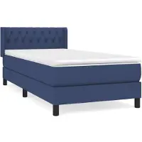 vidaXL Lit boxspring avec matelas bleu 90x190 cm Tissu