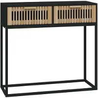 vidaXL Table console noir 80x30x75 cm bois d'ingénierie et fer