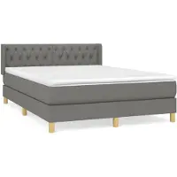 vidaXL Lit boxspring avec matelas gris foncé 140x200 cm Tissu