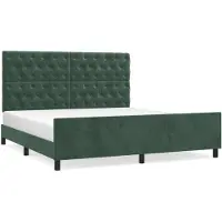 vidaXL Cadre de lit sans matelas vert foncé 160x200 cm velours