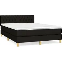 vidaXL Lit boxspring avec matelas noir 140x190 cm Tissu