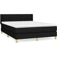 vidaXL Lit boxspring avec matelas noir 140x200 cm Tissu