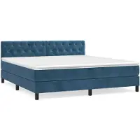 vidaXL Lit boxspring avec matelas bleu foncé 160x200 cm velours