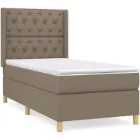 vidaXL Lit Boxspring avec matelas Taupe 80x200 cm Tissu