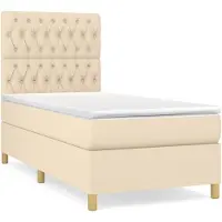 vidaXL Lit boxspring avec matelas Crème 100x200 cm Tissu