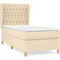 vidaXL Lit boxspring avec matelas Crème 100x200 cm Tissu