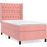 vidaXL Lit boxspring avec matelas rose 90x200 cm velours