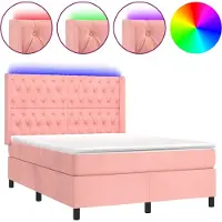 vidaXL Sommier tapissier avec matelas et LED Rose 140x200 cm Velours