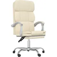 vidaXL Chaise de bureau avec fonction chaise longue Crème similicuir