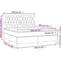 vidaXL Lit boxspring avec matelas Taupe 160x200 cm Tissu