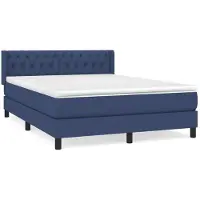 vidaXL Lit boxspring avec matelas bleu 140x190 cm Tissu