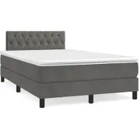 vidaXL Lit boxspring avec matelas gris foncé 120x200 cm velours