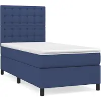 vidaXL Lit boxspring avec matelas bleu 90x200 cm Tissu