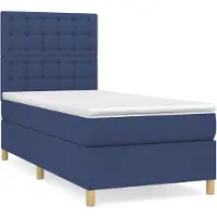 vidaXL Lit boxspring avec matelas bleu 90x200 cm Tissu