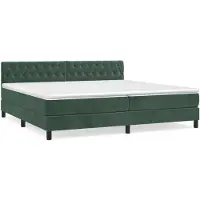vidaXL Lit boxspring avec matelas vert foncé 200x200 cm velours