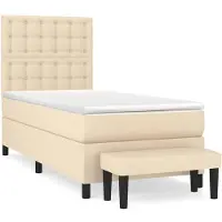 vidaXL Lit boxspring avec matelas Crème 90x200 cm Tissu