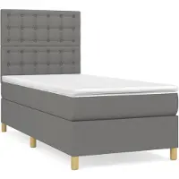 vidaXL Lit boxspring avec matelas gris foncé 80x200 cm Tissu